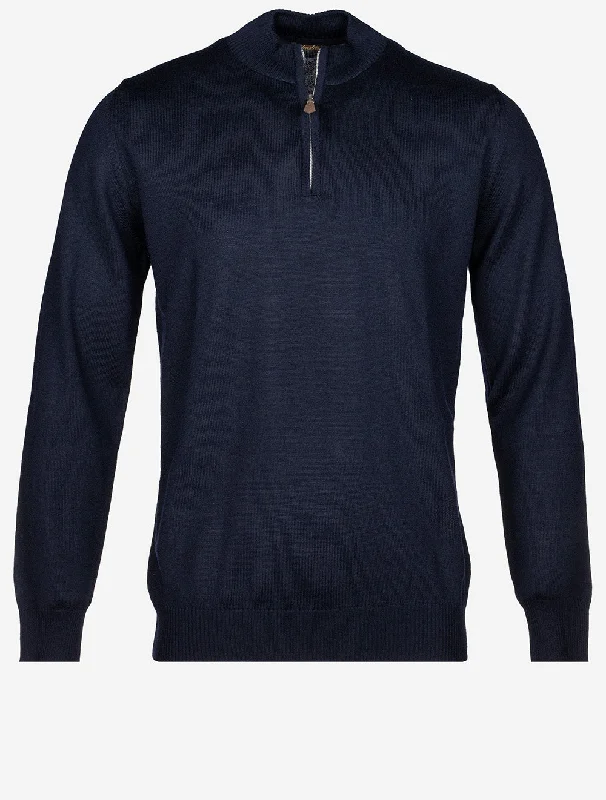 Knitted Half Zip Merino Wool Navy