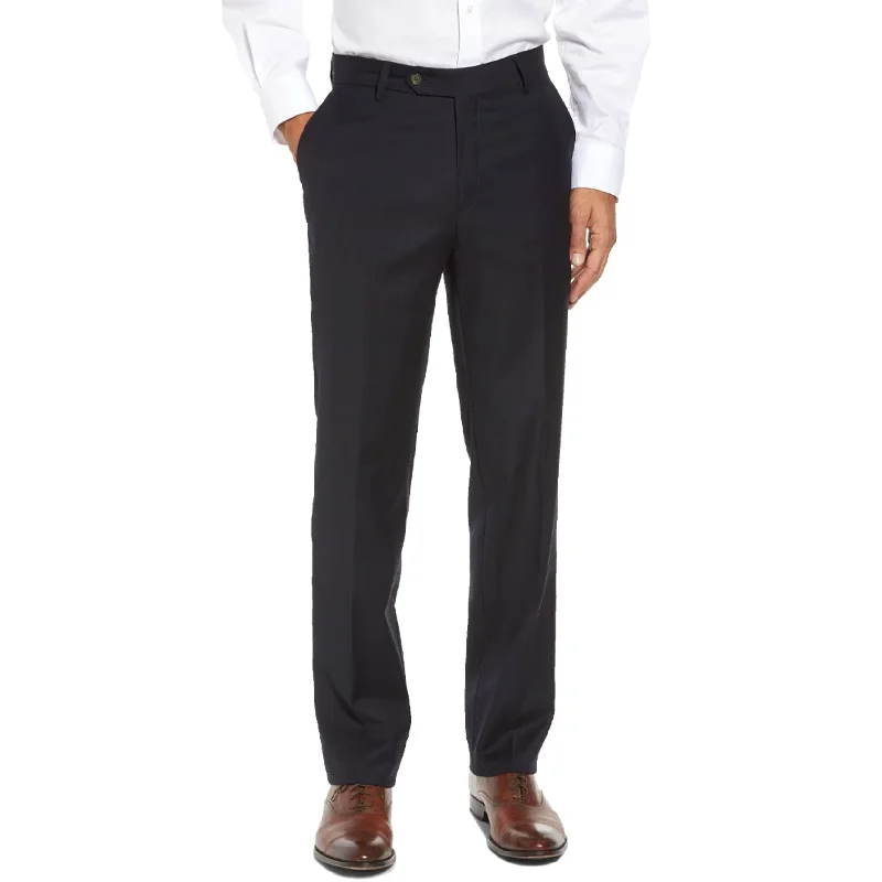 Stretch Gabardine Worsted Wool Trouser in Navy (Tribeca Modern Plain Front) by Berle