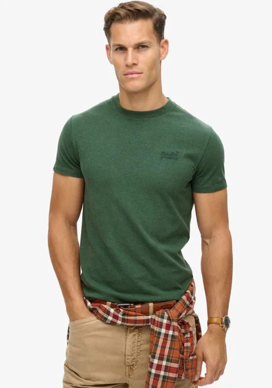 Superdry Essential Embroidered Logo T-Shirt, Buck Green Marl