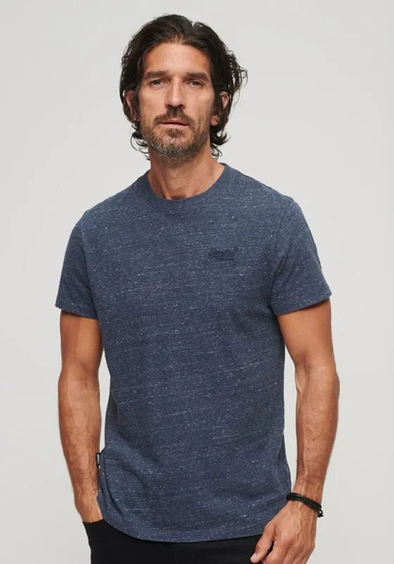 Superdry Vintage Logo Embroidered T-Shirt, Indigo Blue Marl