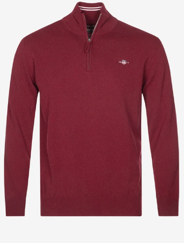 Superfine Lambswool Half Zip Port Red