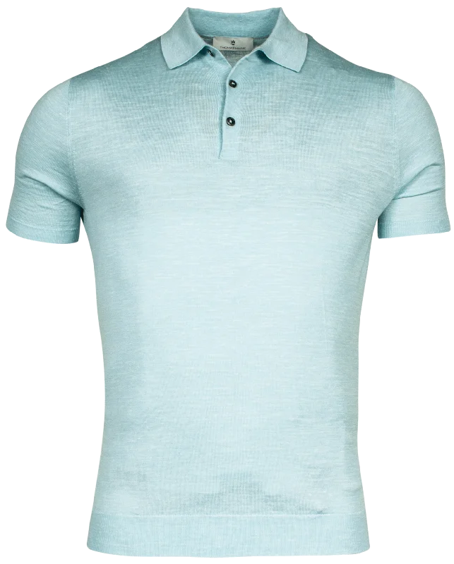 ID24451-Thomas Maine Sky Linen Silk Polo