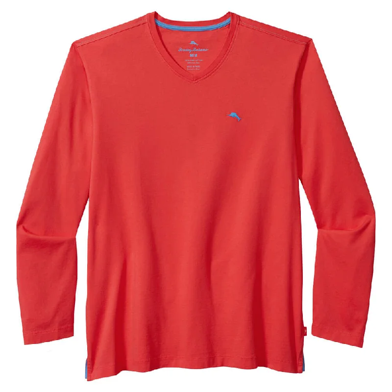 Tommy Bahama Bali Skyline V-Neck Long Sleeve T-Shirt - Zanzibar Red