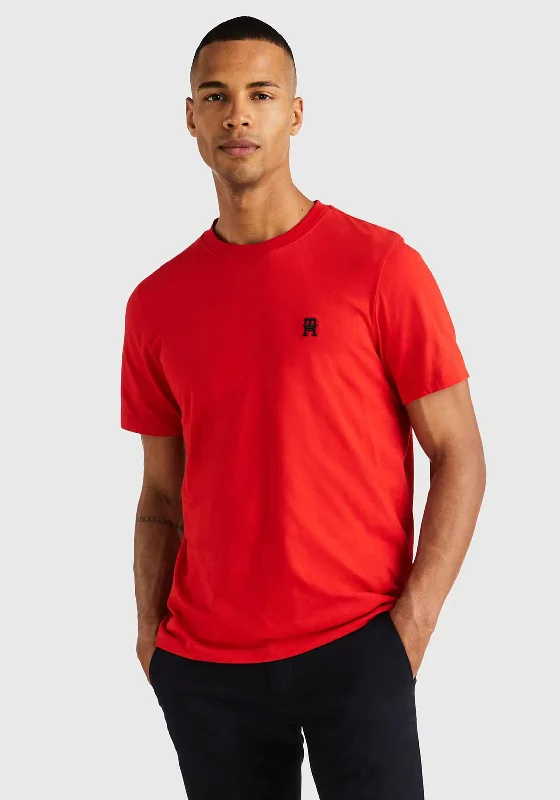 Tommy Hilfiger Monogram Embroidery T-Shirt, Primary Red