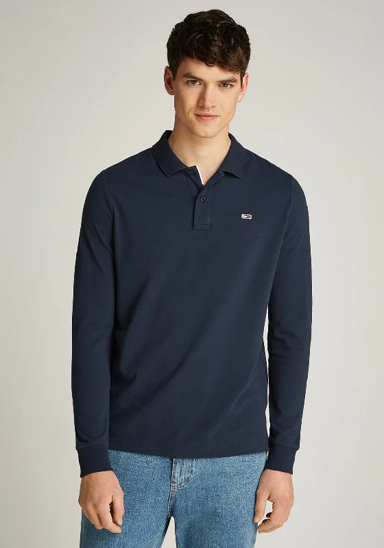 Tommy Jeans Long Sleeve Polo Shirt, Dark Night Navy