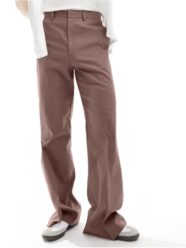 Warm Taupe High Waist Flared Trousers