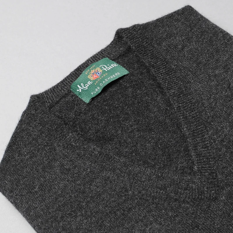 Alan Paine Cashmere V-Neck Sweater - Charcoal