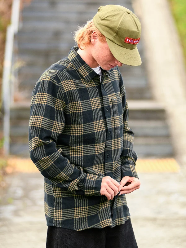 Caden Plaid Long Sleeve Flannel - Navy