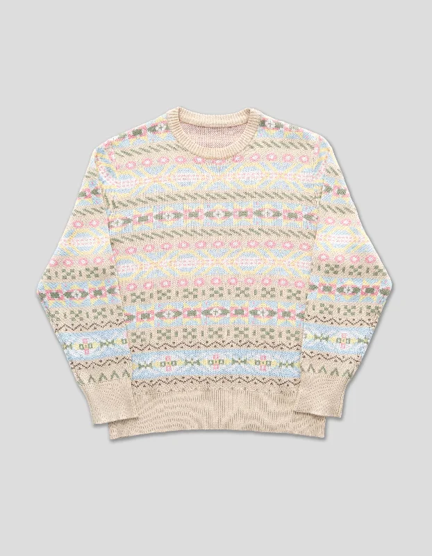 CREW NECK FAIRISLE COTTON LINEN SWEATER