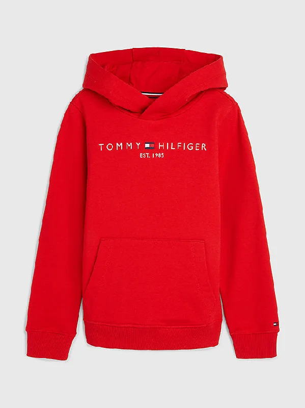 Tommy Hilfiger Essential Dual Gender Terry Hoody Deep Crimson