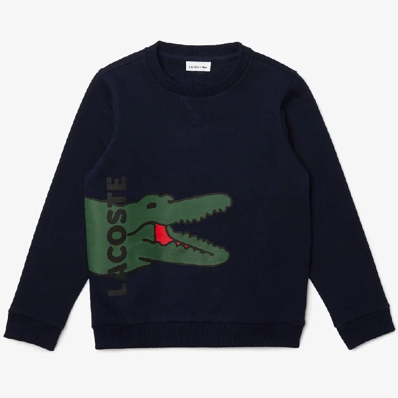 Lacoste Boys’ Crocodile Print Fleece Sweatshirt Navy Blue SJ682851QRN