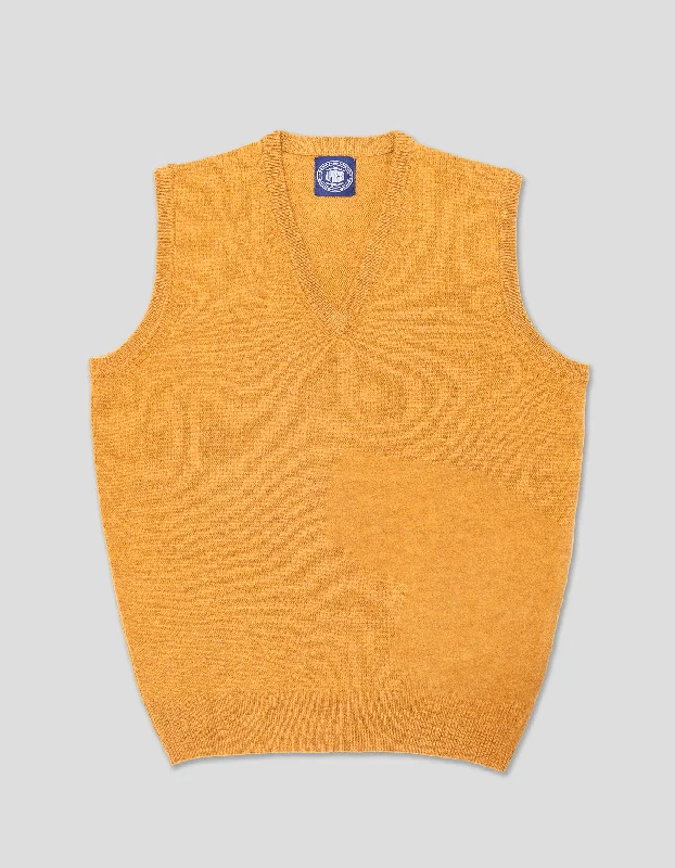 LAMBSWOOL V NECK VEST - GOLD