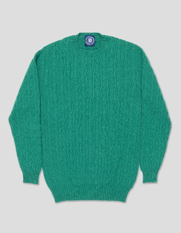 LIGHT GREEN CASHMERE CABLE