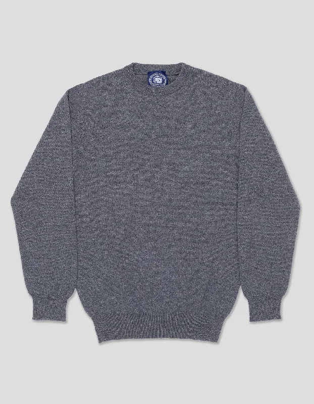 MID GREY CASHMERE CREW NECK SWEATER