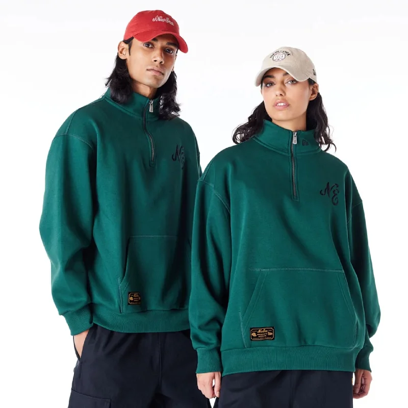 New Era Lifestyle Dark Green Quarter-Zip Sweater