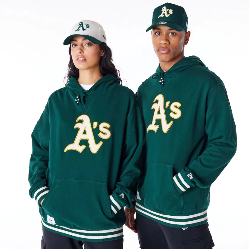 Oakland Athletics MLB Rib Infill Dark Green Oversized Pullover Hoodie