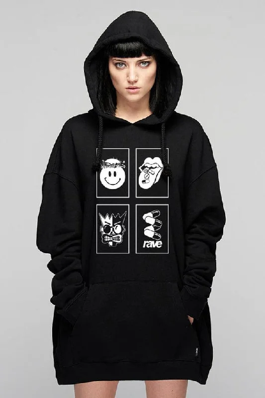 Rave Flyers Lux - Oversize Hooded Sweat - Unisex