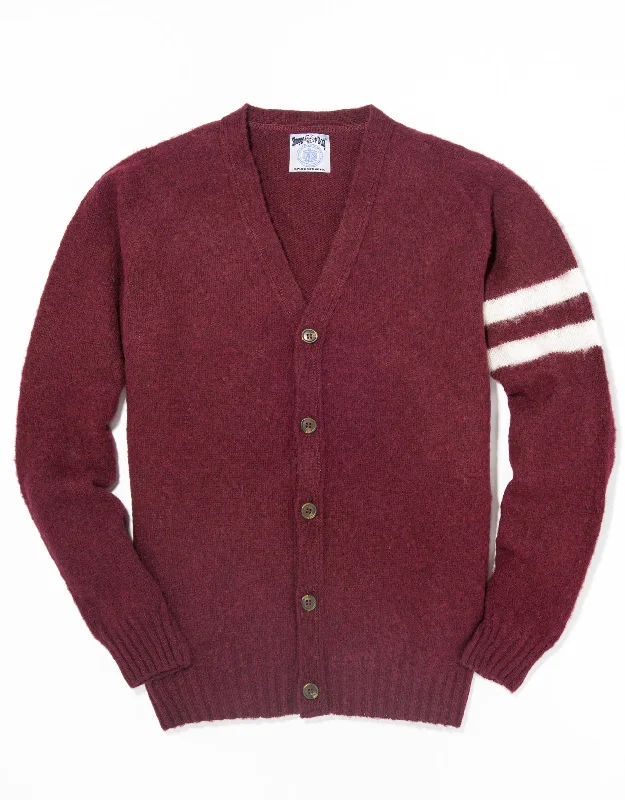 SHAGGY DOG UNIVERSITY CARDIGAN - BURGUNDY