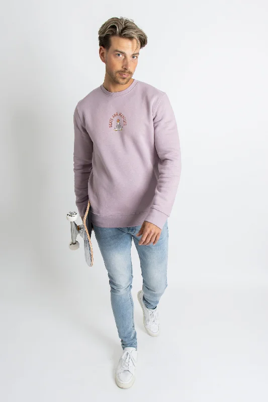 'Skate and meditate' mauve sweater