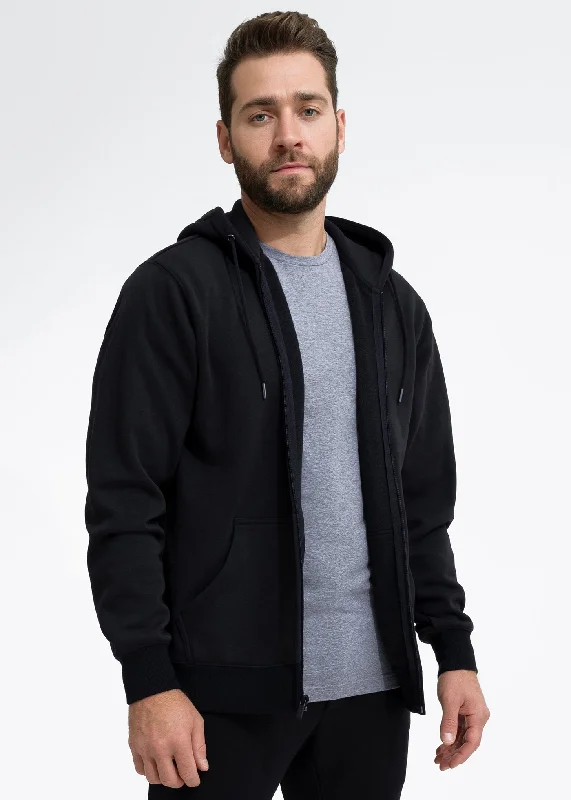 Stretch Fleece Zip Hoodie | Black