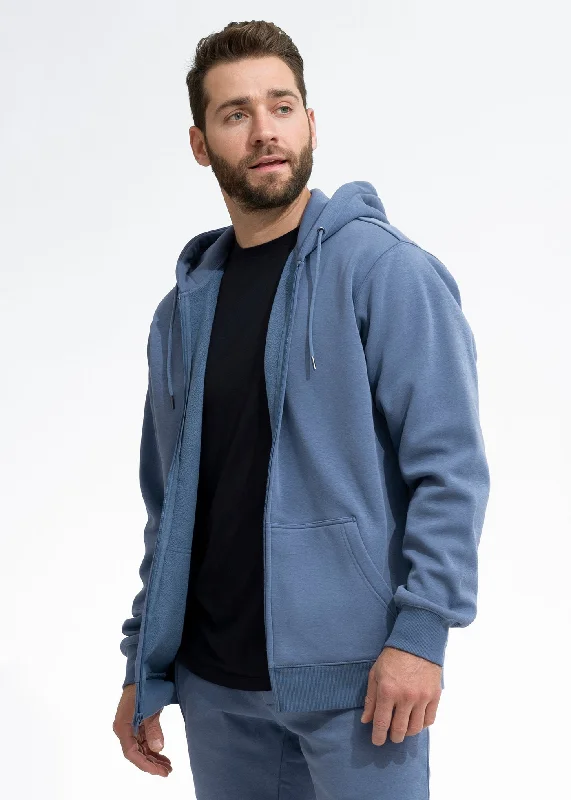 Stretch Fleece Zip Hoodie | Medium Blue