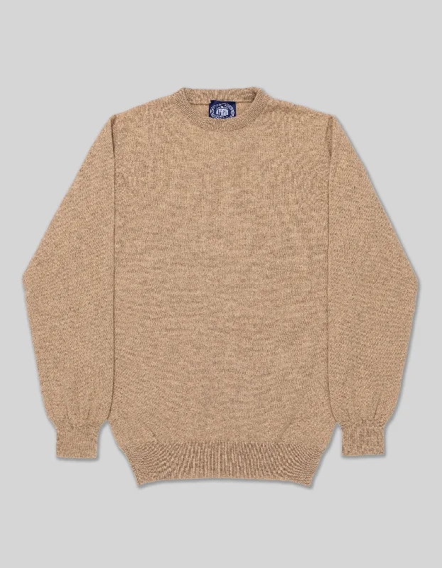 TAN CASHMERE CREW NECK SWEATER