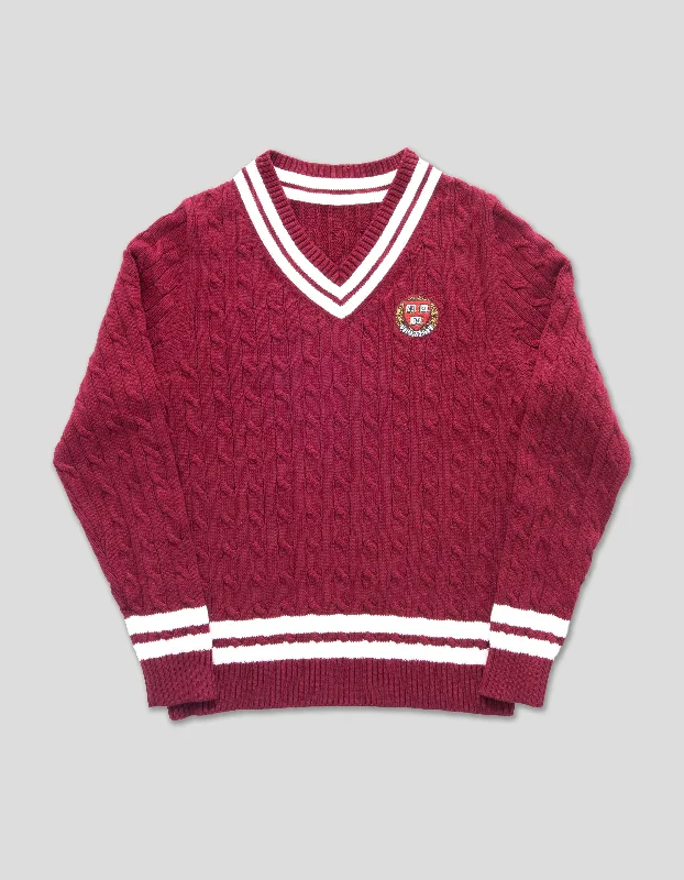 V NECK CRICKET SWEATER - HARVARD