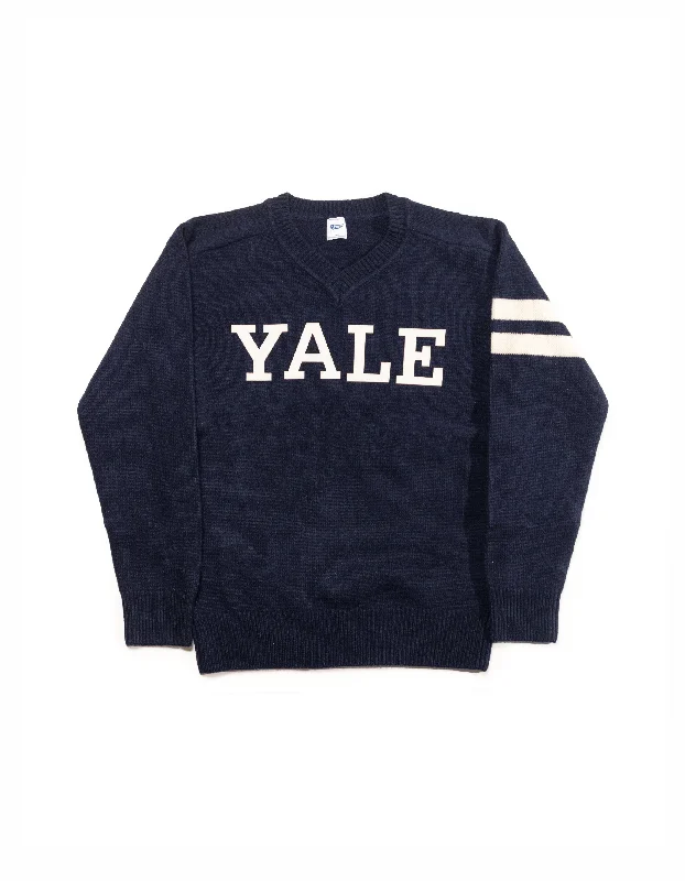 YALE WOOL V-NECK SWEATER - NAVY